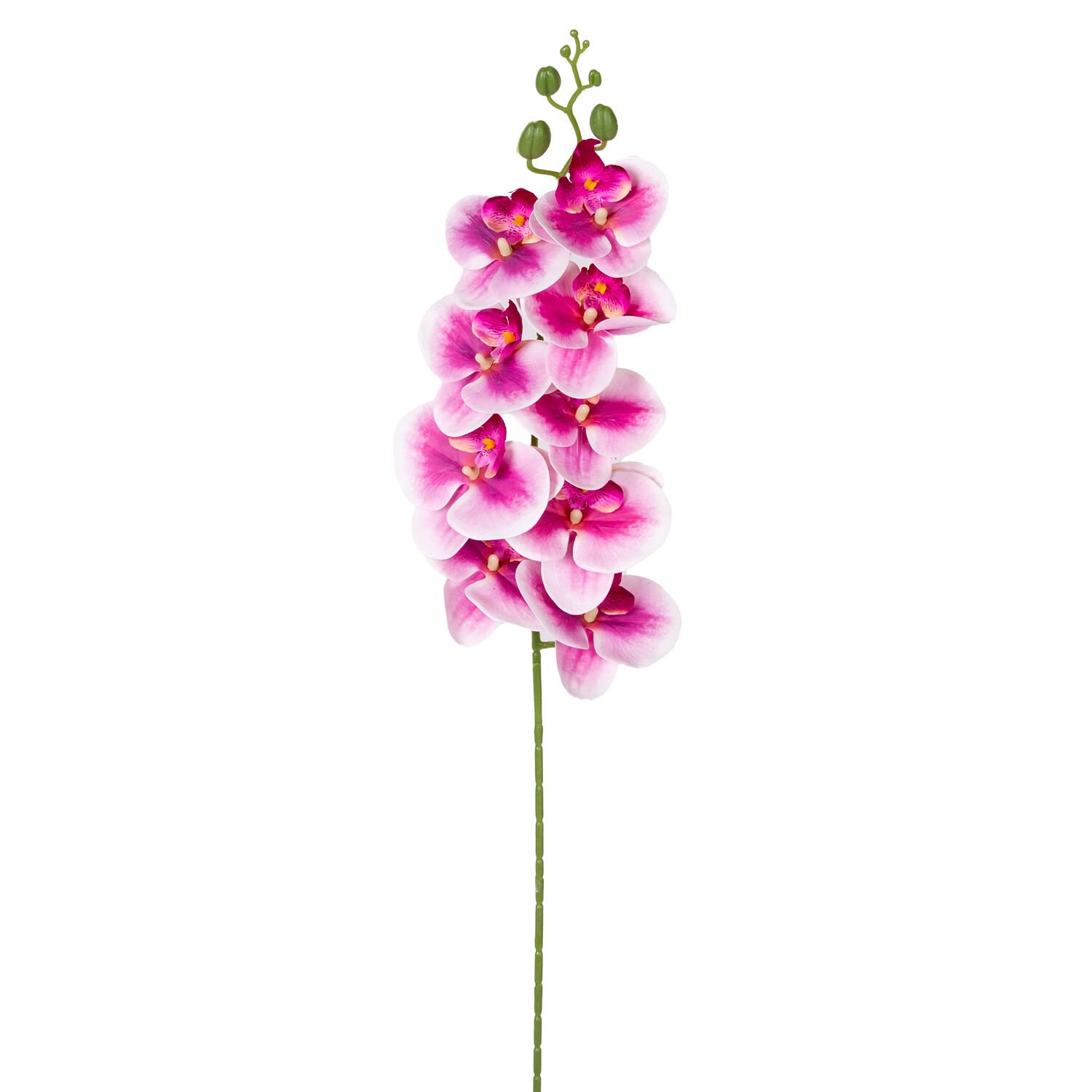 Yapay Çiçek Orkide Gerçek Dokunuş Fuşya-Beyaz 95 Cm.
