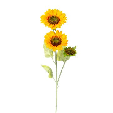 Yapay Ayçiçeği, Sarı-Yeşil - 3 Çiçekli, 20x90 cm