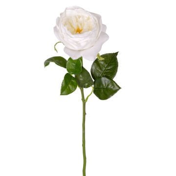 Yapay Çiçek, Gül, Islak Dokulu, Beyaz - 48 cm