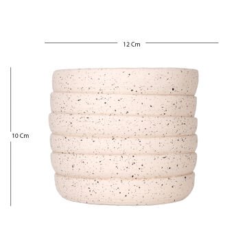 Beton Saksı Yatay Kabartma Çizgili Krem 12x10 Cm.