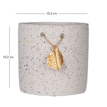 Seramik Saksı Gold Yaprak Aksesuarlı Beyaz 10,5x10,2 Cm.