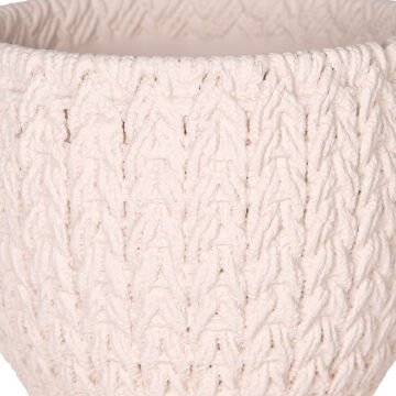 Beton Saksı Örgü Desenli Krem 12x10,5 Cm.