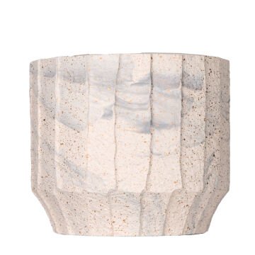Seramik Saksı Gri Desenli Bej-Gri 12x10 Cm.