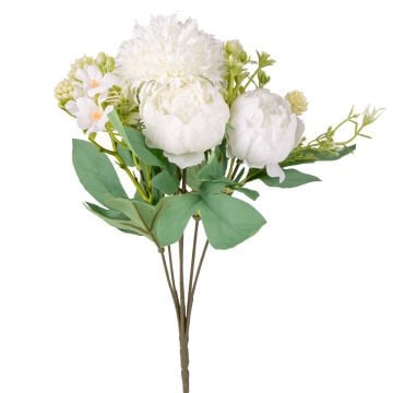 Yapay Çiçek, Şakayık Buket, Beyaz - 6 Dal, 30 cm
