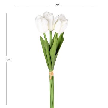 Yapay Çiçek Lale Islak Dokulu Beyaz 44 Cm.