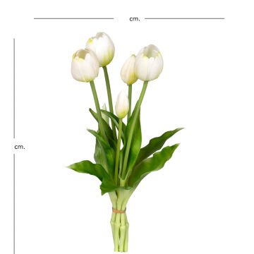 Yapay Çiçek Lale Islak Dokulu Beyaz 40 Cm.