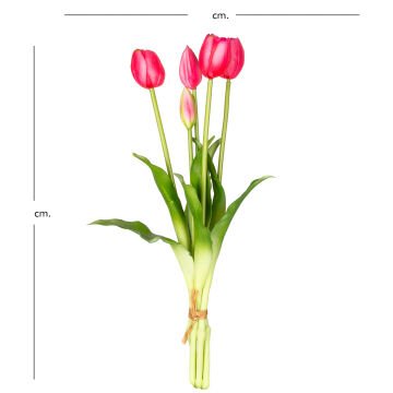 Yapay Çiçek Lale Islak Dokulu Fuşya 40 Cm.