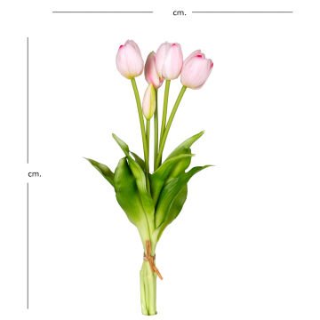 Yapay Çiçek Lale Islak Dokulu Pembe 40 Cm.
