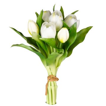 Yapay Çiçek Lale Islak Dokulu Beyaz 26 Cm.