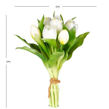 Yapay Çiçek Lale Islak Dokulu Beyaz 26 Cm.