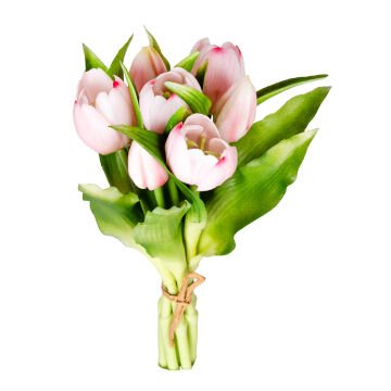 Yapay Çiçek Lale Islak Dokulu Pembe 26 Cm.