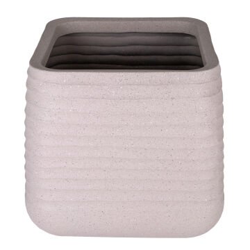 Kare İç ve Dış Mekan Plastik Saksı Bej Büyük Boy 50,5x50,5x49 Cm.