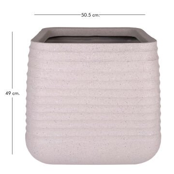 Kare İç ve Dış Mekan Plastik Saksı Bej Büyük Boy 50,5x50,5x49 Cm.