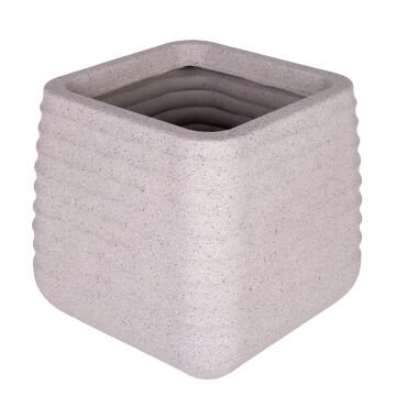 Kare İç ve Dış Mekan Plastik Saksı Bej Küçük Boy 28x28x27,5 Cm.