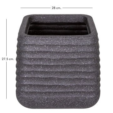 Kare İç ve Dış Mekan Plastik Saksı Siyah Küçük Boy 28x28x27,5 Cm.