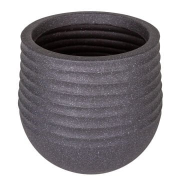 Plastik Saksı, Oval, İç ve Dış Mekan, Siyah, Küçük Boy - 30x30x27,5 cm