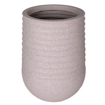 Plastik Saksı, Oval, İç ve Dış Mekan, Bej, Küçük Boy - 28x28x37 cm