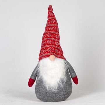 Yılbaşı Süsü, Pelüş Cüce, Kırmızı-Gri - 50 cm