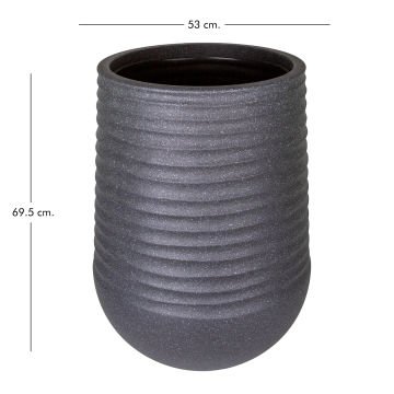 Oval İç ve Dış Mekan Plastik Saksı Siyah Büyük Boy 53x53x69,5 Cm.
