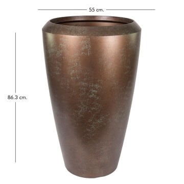 Konik İç ve Dış Mekan Plastik Saksı Büyük Boy Bakır Eskitme 55x55x86,3 Cm.