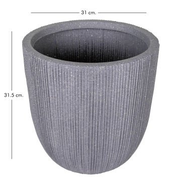 Oval İç ve Dış Mekan Plastik Saksı Gri Küçük Boy 31x31x31,5 Cm.