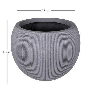 Oval İç ve Dış Mekan Plastik Saksı Gri Büyük Boy 53x53x41 Cm.
