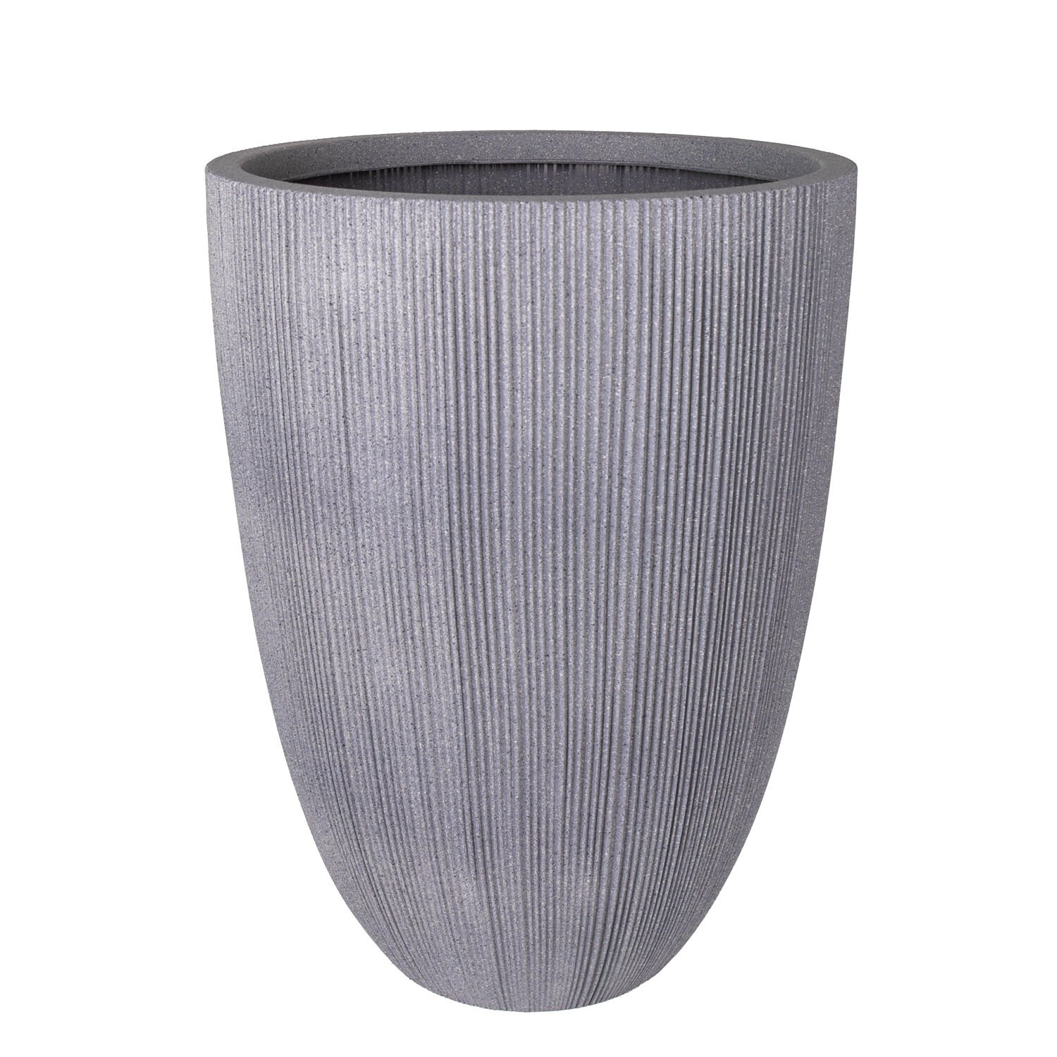 Oval İç ve Dış Mekan Plastik Saksı Gri Büyük Boy 44x44x57,5 Cm.
