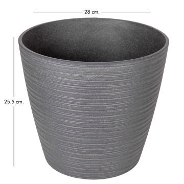 Oval İç ve Dış Mekan Plastik Saksı Antrasit Gri Küçük Boy 28x28x25,5 Cm.
