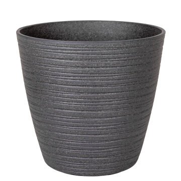 Oval İç ve Dış Mekan Plastik Saksı Antrasit Gri Mini Boy 21x21x19,5 Cm.
