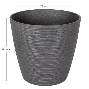 Oval İç ve Dış Mekan Plastik Saksı Antrasit Gri Mini Boy 21x21x19,5 Cm.