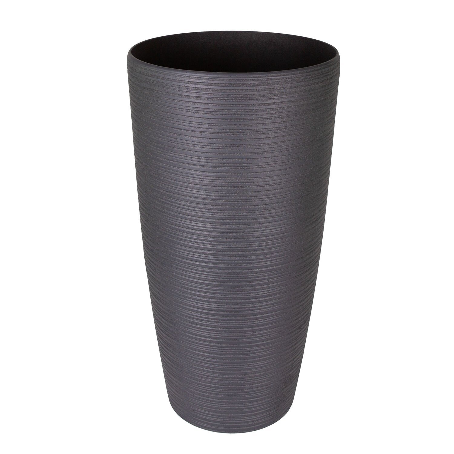 Konik İç ve Dış Mekan Plastik Saksı Antrasit Gri Büyük Boy 40x40x75,5 Cm.