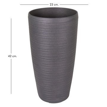 Konik İç ve Dış Mekan Plastik Saksı Antrasit Gri Küçük Boy 23x23x42 Cm.