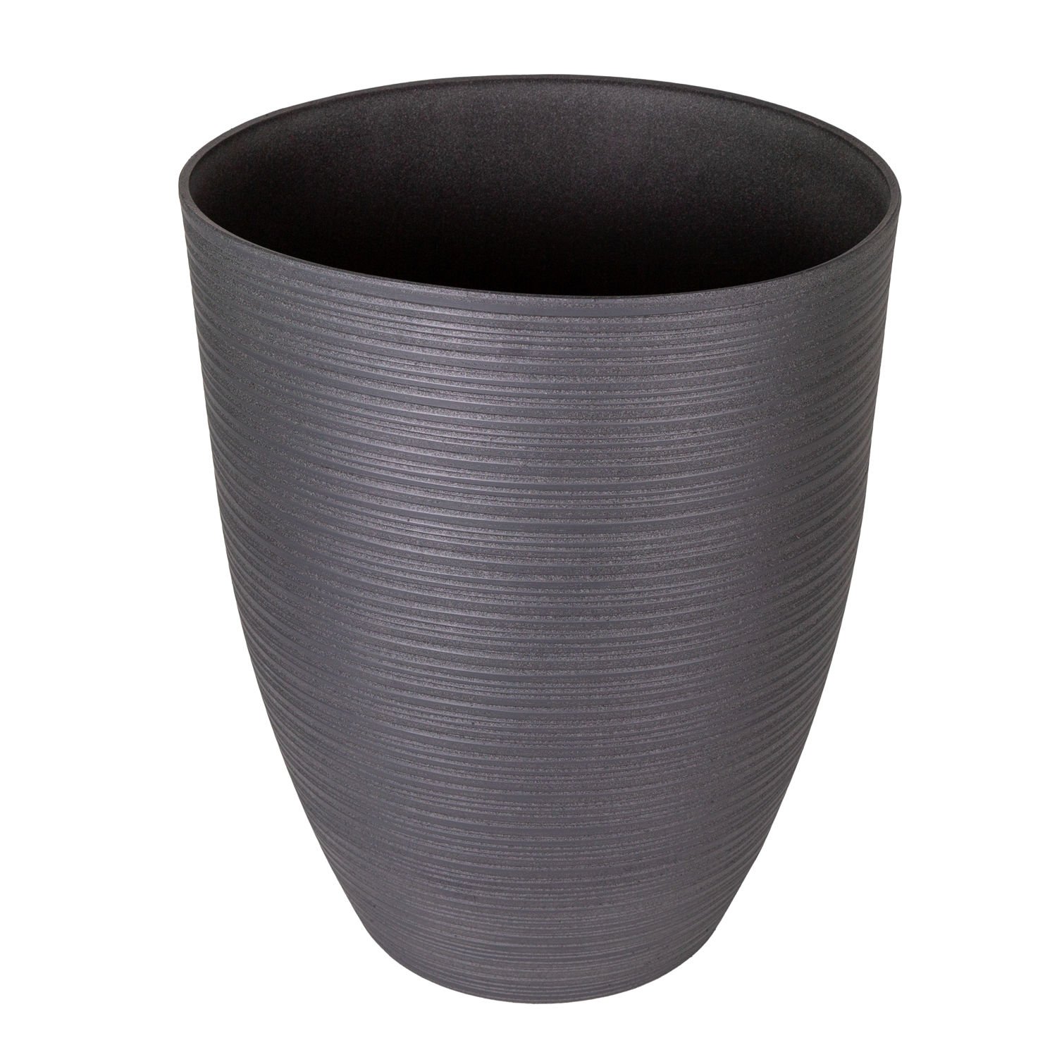 Oval İç ve Dış Mekan Plastik Saksı Antrasit Gri Büyük Boy 43x43x52,5 Cm.