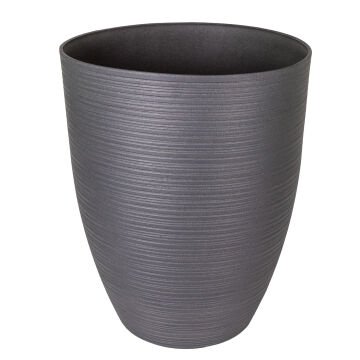 Oval İç ve Dış Mekan Plastik Saksı Antrasit Gri Büyük Boy 43x43x52,5 Cm.