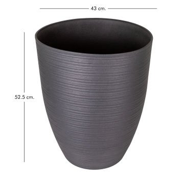 Oval İç ve Dış Mekan Plastik Saksı Antrasit Gri Büyük Boy 43x43x52,5 Cm.