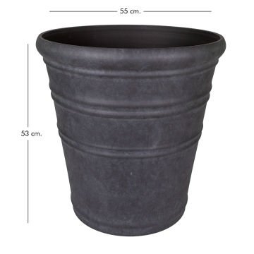 Oval İç ve Dış Mekan Plastik Saksı Kömür Siyahı Büyük Boy 55x55x53 Cm.