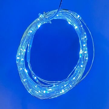 Yılbaşı Led-Peri Işık 50 Ledli USB Girişli+Pilli Şeffaf Kablo 5 Metre Beyaz Işık