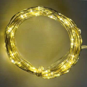 Yılbaşı Led-Peri Işık 50 Ledli USB Girişli+Pilli Şeffaf Kablo 5 Metre Gün Işığı