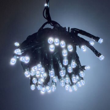Yılbaşı Led Işık 100 Ledli USB Girişli+Pilli Yeşil Kablo 10 Metre Beyaz Işık