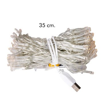 Yılbaşı Led Işık 100 Ledli USB Girişli+Pilli Şeffaf Kablo 10 Metre Gün Işığı