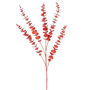 Yapay Okaliptus, Simli, Kırmızı - 85 cm