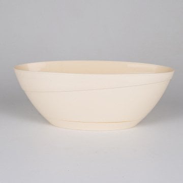 Veramaya Tabaklı Oval Plastik Saksı Krem Renk 3,8 Litre No:3