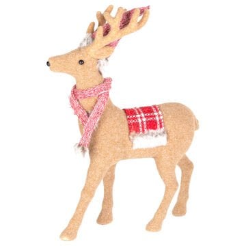 Yılbaşı Süsü, Geyik, Noel Şapkalı, Kahverengi - 33x45 cm