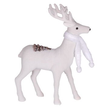 Yılbaşı Süsü, Geyik, Beyaz Atkılı, Beyaz - 30x13x45 cm