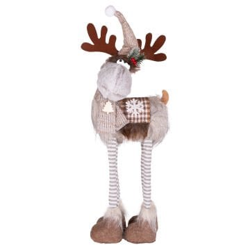 Yılbaşı Süsü, Geyik Figürü, Işıklı, Kahverengi-Gri - 30x12x60 cm