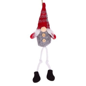 Yılbaşı Süsü, Noel Baba Figürü, Gri-Kırmızı - 6x5x30 cm