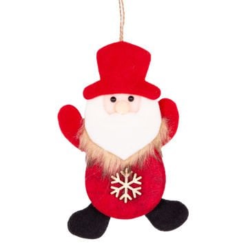 Yılbaşı Süsü, Noel Baba, Kar Tanesi Figürlü, Kırmızı - 10x15 cm