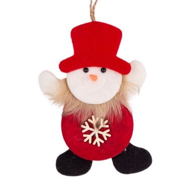 Yılbaşı Süsü, Kardan Adam, Kar Tanesi Figürlü, Kırmızı - 10x15 cm