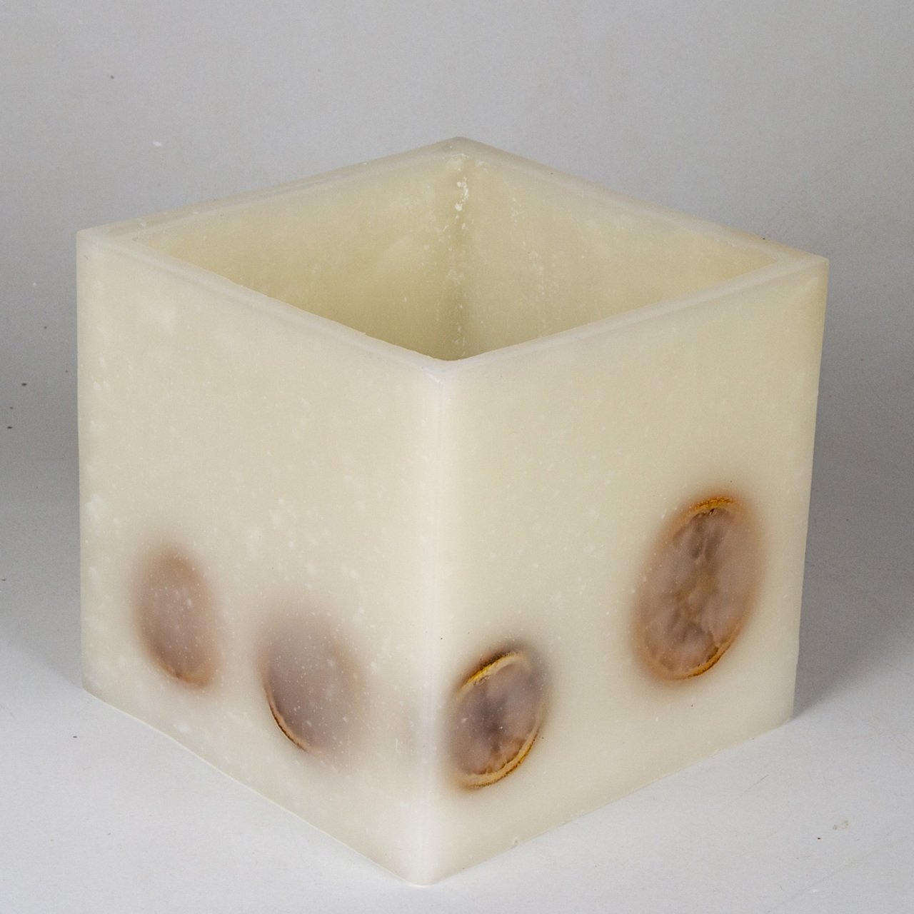 Veramaya Portakal Meyveli Küp Fener Mum Krem Renk 20x20cm