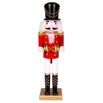 Yılbaşı Süsü, Kurşun Adam, Fındıkkıran, Kırmızı-Beyaz - Zil Çalan, 9x38 cm